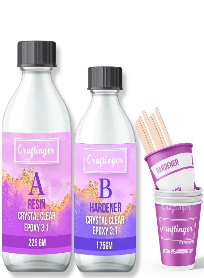 Craftinger Crystal Clear All in One Epoxy Resin 300gm for Art & Craft | Non-Toxic | Bubble-Free | UV Resistant | Glossy Finish | Ideal for Jewelry, Coasters, Trays & More - Image 1